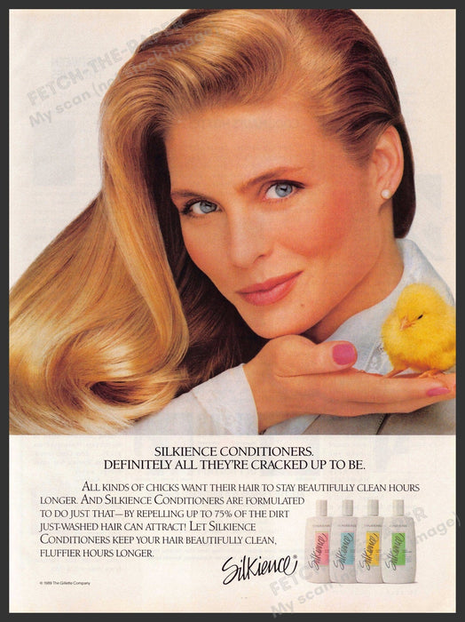 Silkience 1980s Print Advertisement Ad 1989 Hair Conditioners Baby Chick Silkience