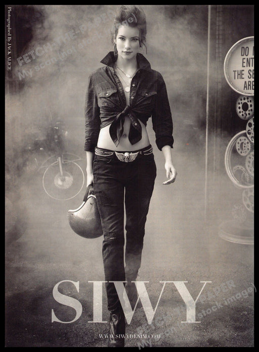 SIWY Denim 2010s Magazine Print Ad 2014 Legs Biker Chick Bare Midriff SIWY Denim