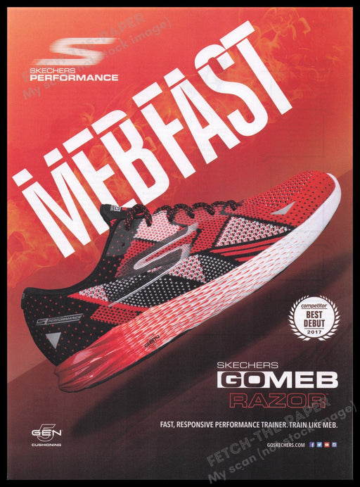 Skechers Go MEB Razor Shoes 2000s Print Advertisement Ad 2017 "MEB Fast" Fetch-the-Paper