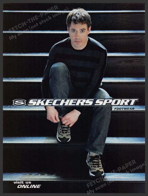 Skechers Sport Footwear 2000s Print Advertisement 2002 Robert Downey Jr. Stairs Fetch-the-Paper