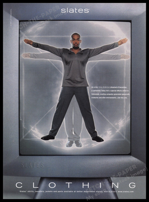 Slates Clothing 1990s Print Advertisement Ad 1999 Greg Anderson Fetch the Paper!