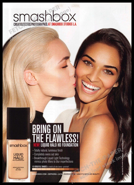 Smashbox 2010s Magazine Print Ad 2013 Kissing Girls Flawless Liquid Halo Smashbox