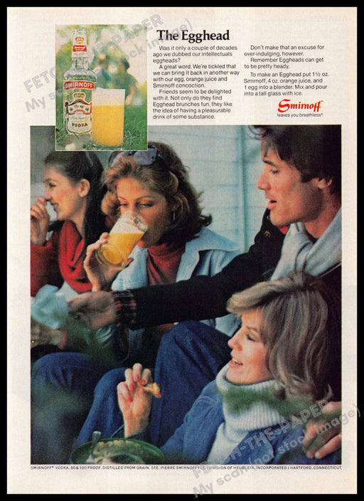 Smirnoff 1970s Magazine Print Advertisement 1976 The Egghead Recipe Smirnoff