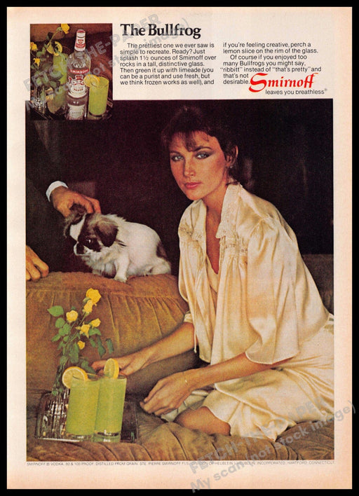 Smirnoff 1970s Print Advertisement 1977 The Bullfrog Recipe Japanese Chin Dog Smirnoff
