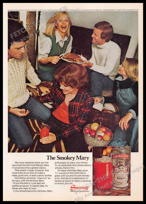 Smirnoff 1970s Print Advertisement 1977 The Smokey Mary Recipe Smirnoff