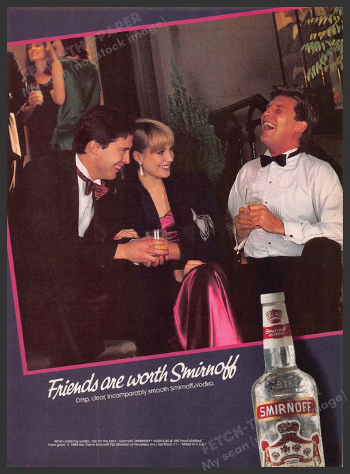 Smirnoff 1980s Print Advertisement 1986 Evening Get Together House Party Friends Smirnoff