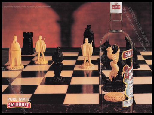 Smirnoff Vodka 1990s Print Advertisement Ad 1997 Chess "Pure Mate" Fetch the Paper!