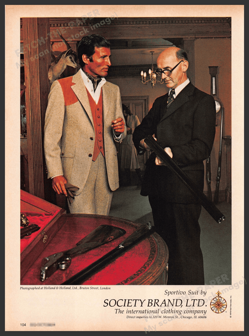 Society Brand 1970s Print Advertisement 1979 Sportivo Suit Fetch-the-Paper