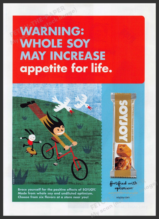 SoyJoy Energy Bar 2000s Print Advertisement Ad 2008 Fetch the Paper!