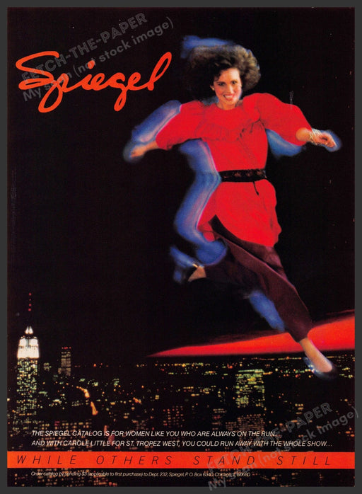 Spiegel 1980s Print Advertisement 1982 Legs Empire State Night NYC Twin Towers Fetch-the-Paper
