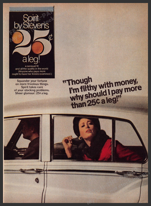 Spirit by Stevens Pantyhose Hosiery 1960s Print Advertisement Ad 1969 Stocking Fetch the Paper!