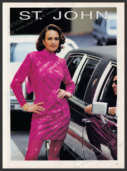 St. John Boutique Pink Dress Tights 1990s Print Advertisement Ad 1992 Legs Fetch-the-Paper