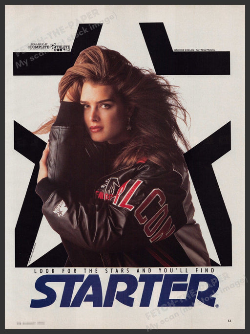 Starter Jackets Brooke Shields 1990s Print Advertisement Ad 1992 Fetch-the-Paper