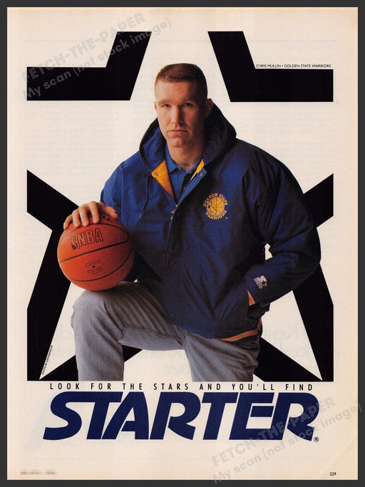 Starter Jackets Chris Mullin NBA 1990s Print Advertisement Ad 1992 Fetch-the-Paper