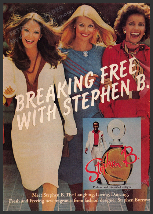Stephen B. 1970s Print Advertisement 1976 Burrow Fragrance Legs Working Women Fetch-the-Paper