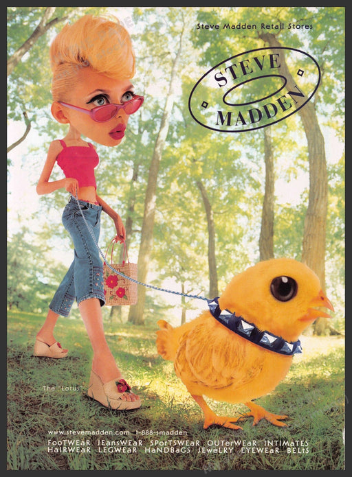 Steve Madden 2000s Print Advertisement Ad 2000 Walking Her Chick "Lotus" Steve Madden