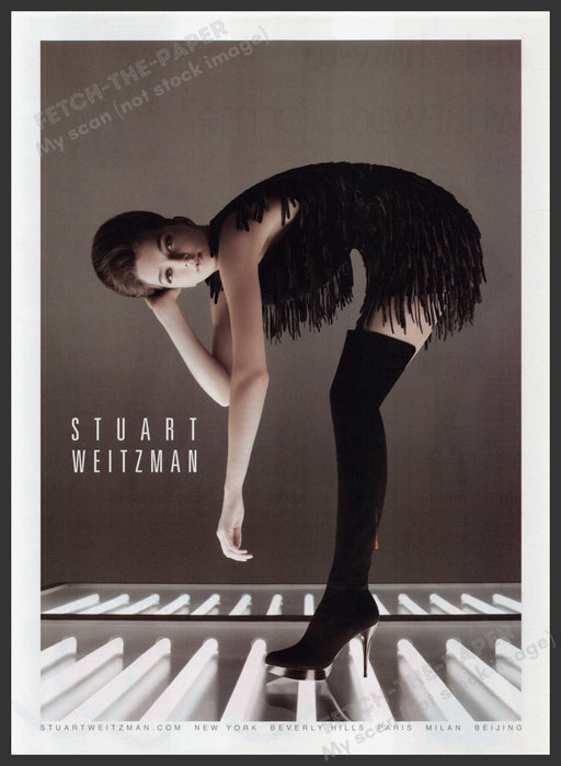 Stuart Weitzman Boots 2000s Print Advertisement 2009 Thigh High Legs Model Fetch-the-Paper