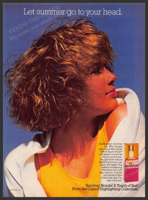 Summer Blonde 1980s Magazine Print Ad 1985 "Let summer go to your head" Summer Blonde