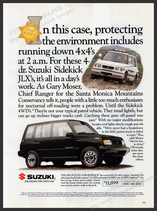 Suzuki Sidekick SUV 1990s Print Advertisement Ad 1992 Fetch the Paper!