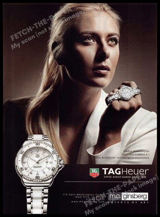 Tag Heuer 2010s Magazine Print Advertisement 2013 Maria Sharapova Watch Tage Heuer