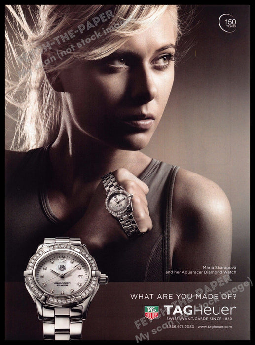 Tag Heuer 2010s Print Advertisement 2010 Aquaracer Maria Sharapova Tennis Player Tag Heuer