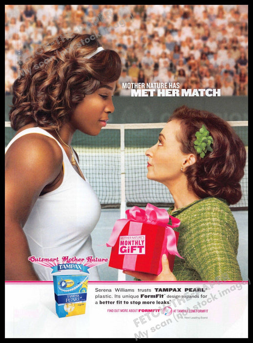 Tampax Pearl 2010s Print Advertisement 2010 Serena Williams Tennis Player Tampax