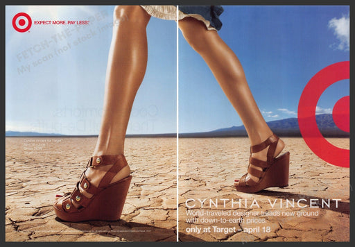 Target Shoes Cynthia Vincent 2010s Print Advertisement Ad 2010 Desert Legs Fetch-the-Paper