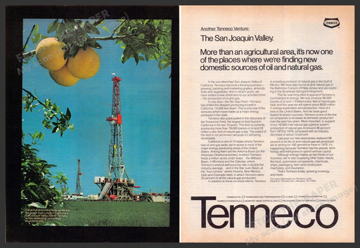 Tenneco San Joaquin Valley of California 1970s Print Advertisement (2 pgs) 1979 Tenneco