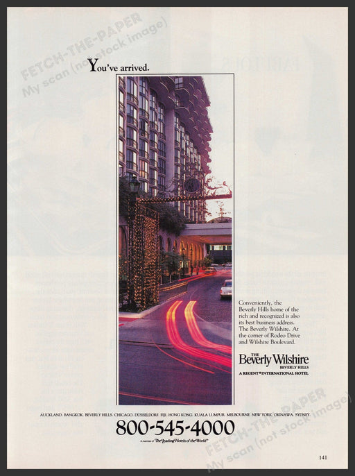 The Beverly Wilshire Hotel 1980s Print Advertisement Ad 1987 Entrance Front Fetch-the-Paper
