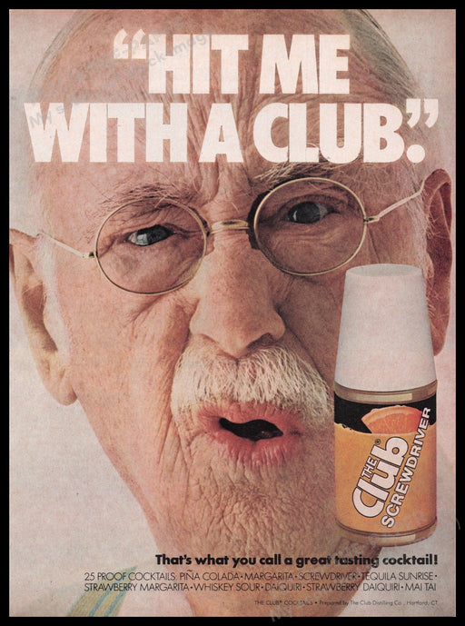 The Club Screwdriver 1980s Print Advertisement Ad 1980 "Hit me with a club" Fetch the Paper!