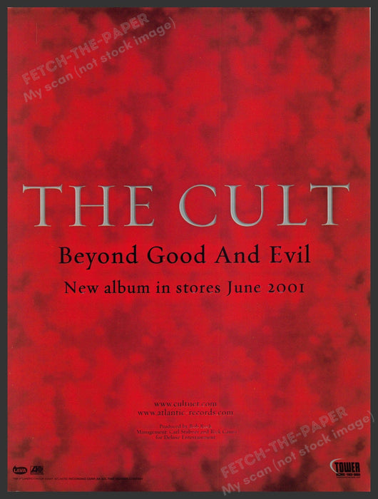The Cult 2000s Print Advertisement 2001 "Beyond Good and Evil" Release Date Fetch-the-Paper
