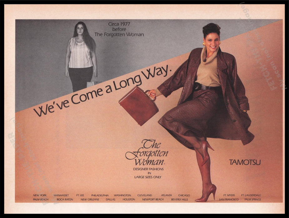 The Forgotten Woman 1980s Print Advertisement Ad 1987 Plus Size Clothing Legs Fetch the Paper!