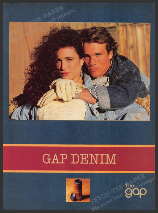 The Gap Denim 1980s Print Advertisement 1986 Andie MacDowell Fetch-the-Paper