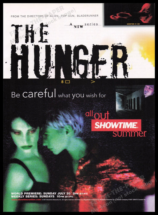 The Hunger T.V. Show Promo 1990s Print Advertisement Ad 1997 Fetch the Paper!