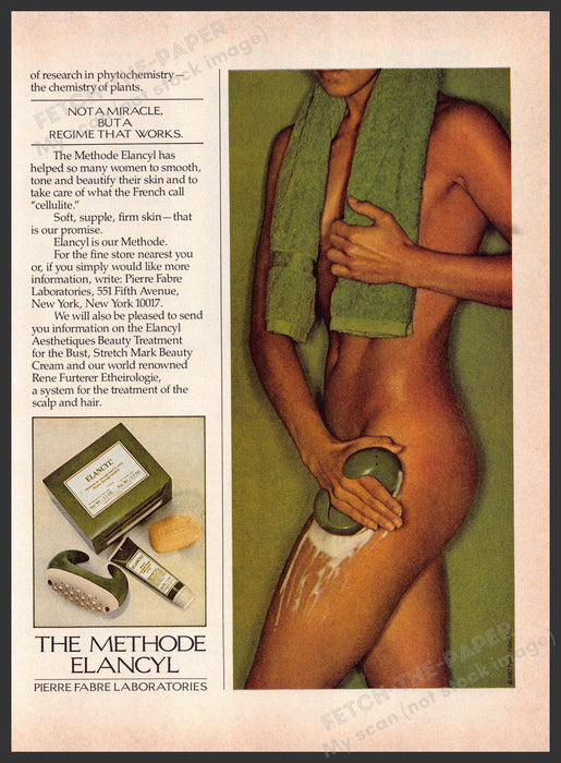 The Methode Elancyl 1980s Print Advertisement 1982 Smooth Tone Skin Bare The Methode Elancyl