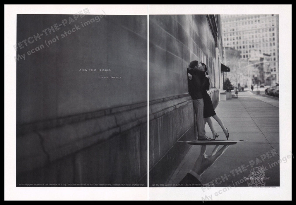 The Ritz-Carlton Hotel 2000s Print Advertisement (2 pages) 2005 Kissing Couples Fetch the Paper!