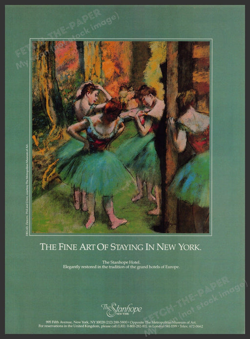 The Stanhope Hotel New York Remodel 1980s Print Advertisement Ad 1986 Fetch-the-Paper