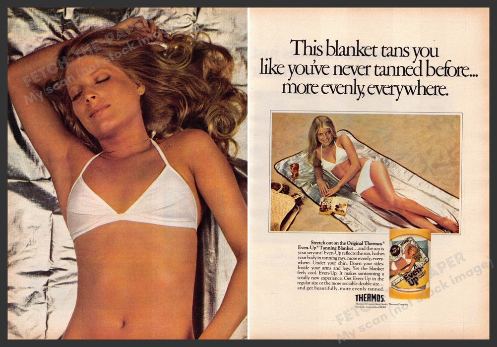 Thermos Tanning Blanket 1970s Print Advertisement (2 pages) 1979 Thermos