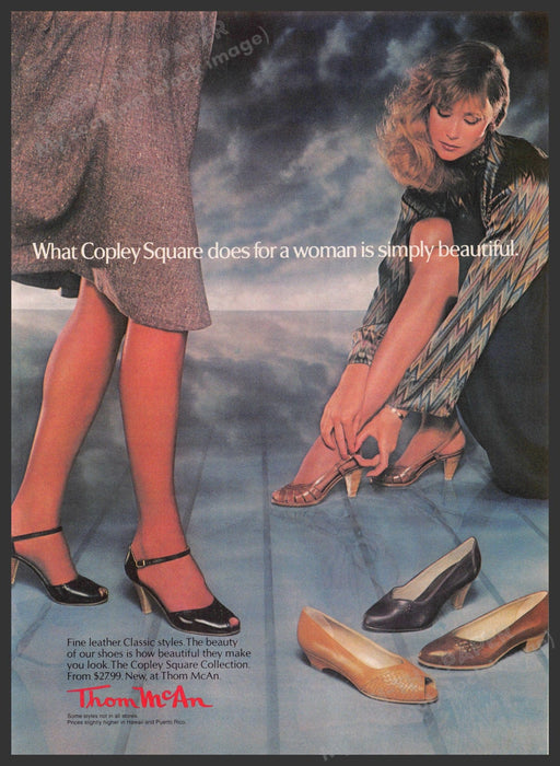 Thom McAn Shoes 1980s Print Advertisement 1982 Legs Copley Square Fetch-the-Paper