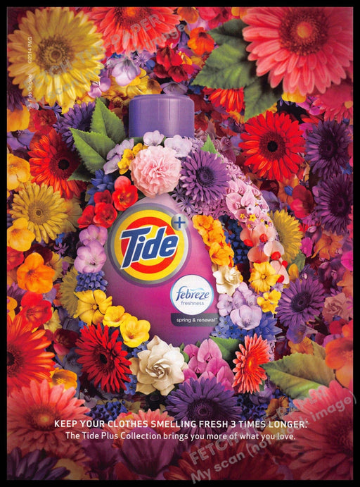 Tide 2010s Magazine Print Ad 2014 Colorful Flowers Laundry Detergent Tide