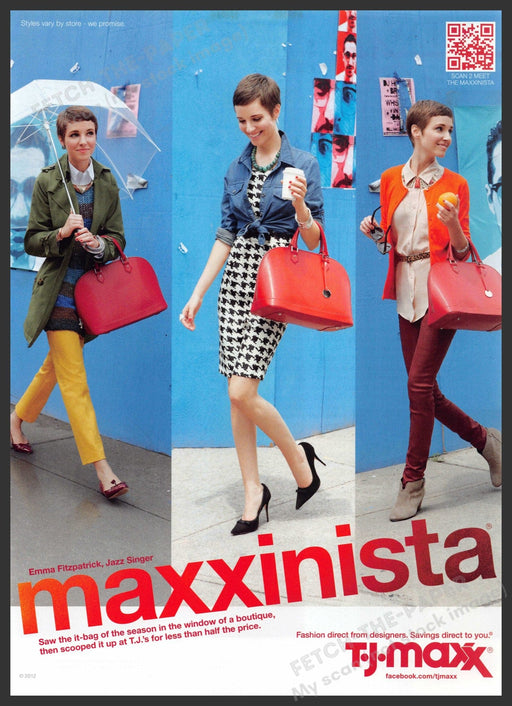 TJ Maxx Maxxinista 2010s Print Advertisement 2012 Legs Pixie Hair Model Fetch-the-Paper
