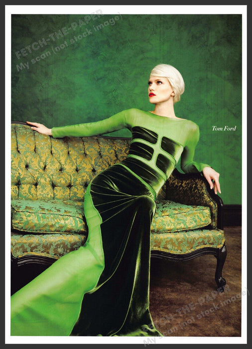 Tom Ford 2010s Print Advertisement 2012 Green Couch High Fashion Photo Fetch-the-Paper
