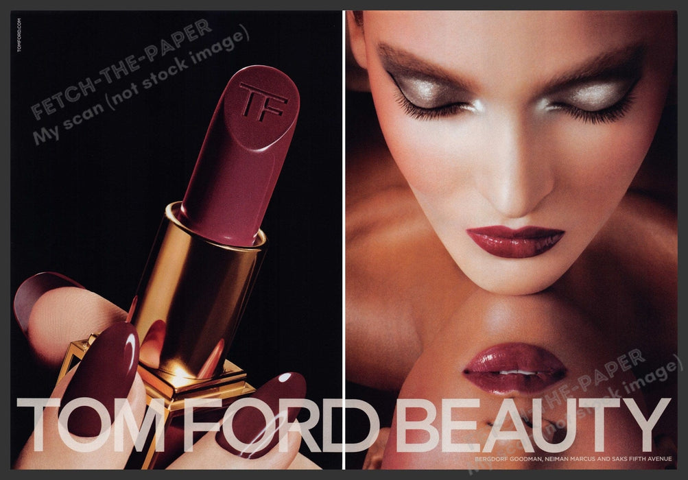 Tom Ford Cosmetics 2000s Print Advertisement Ad (2 pages) 2013 Beautiful Model Fetch the Paper!