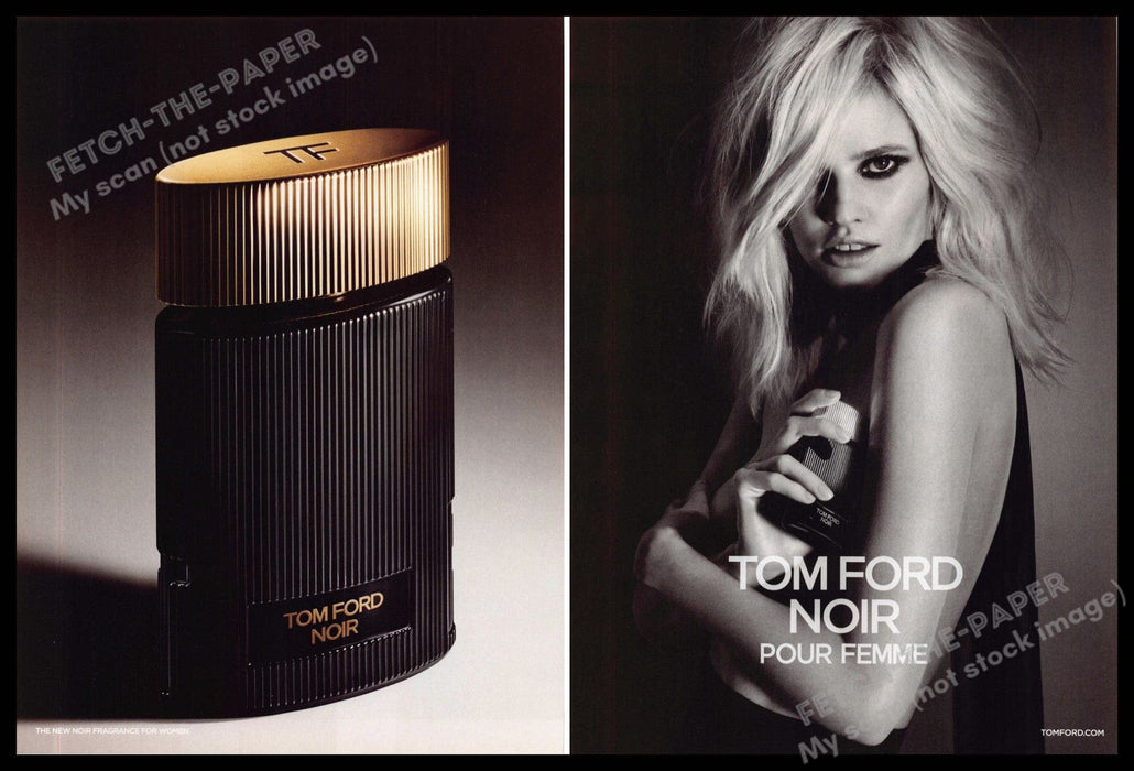 Tom Ford Noir 2010s Print Advertisement (2 pg) 2015 Lara Stone (Not the product) Tom Ford Noir