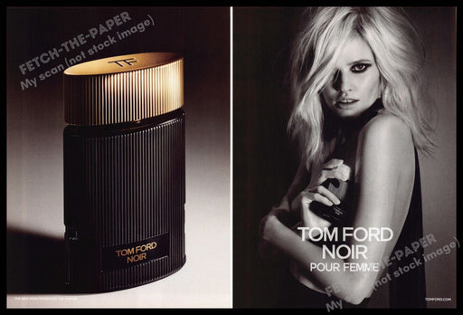 Tom Ford Noir 2010s Print Advertisement (2 pg) 2015 Lara Stone (Not the product) Tom Ford Noir