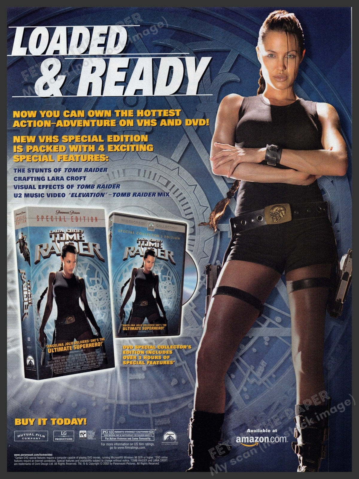 Tomb Raider Angelina Jolie 2002 Print Ad VHS DVD Release — Fetch
