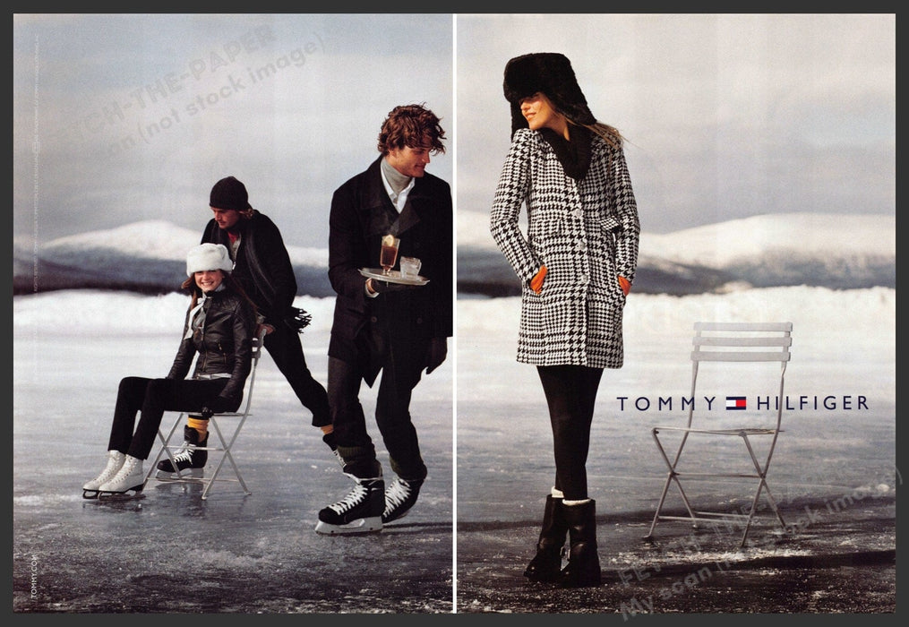 Tommy Hilfiger 2000s Print Ad (2 pgs) 2006 Frozen Lake Ice Skating Tommy Hilfiger