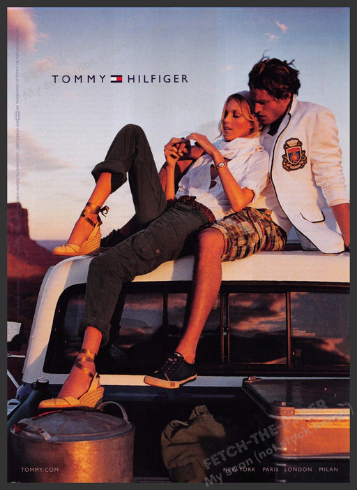 Tommy Hilfiger 2000s Print Advertisement 2007 Couple Top of Truck Legs Sunset Fetch-the-Paper