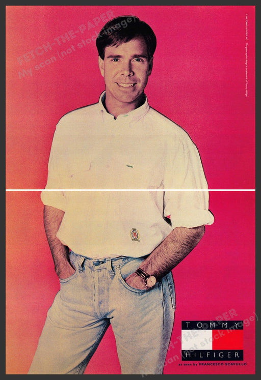 Tommy Hilfiger Himself 1990s Print Advertisement Ad (2 Pages) 1991 Clothing Fetch-the-Paper