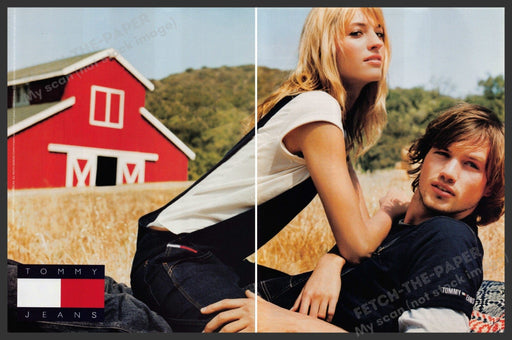 Tommy Jeans 2000s Print Advertisement (2 page Centerfold) 2002 Couple Field Barn Fetch-the-Paper